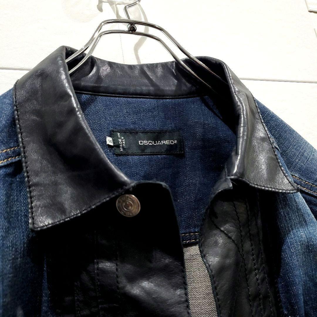 【レア！美品、XL相当】DSQUARED2 レザー切替 デニムジャケット、シャツ