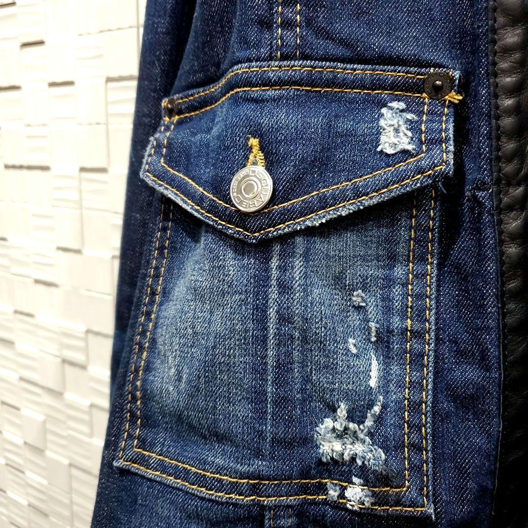 【レア！美品、XL相当】DSQUARED2 レザー切替 デニムジャケット、シャツ