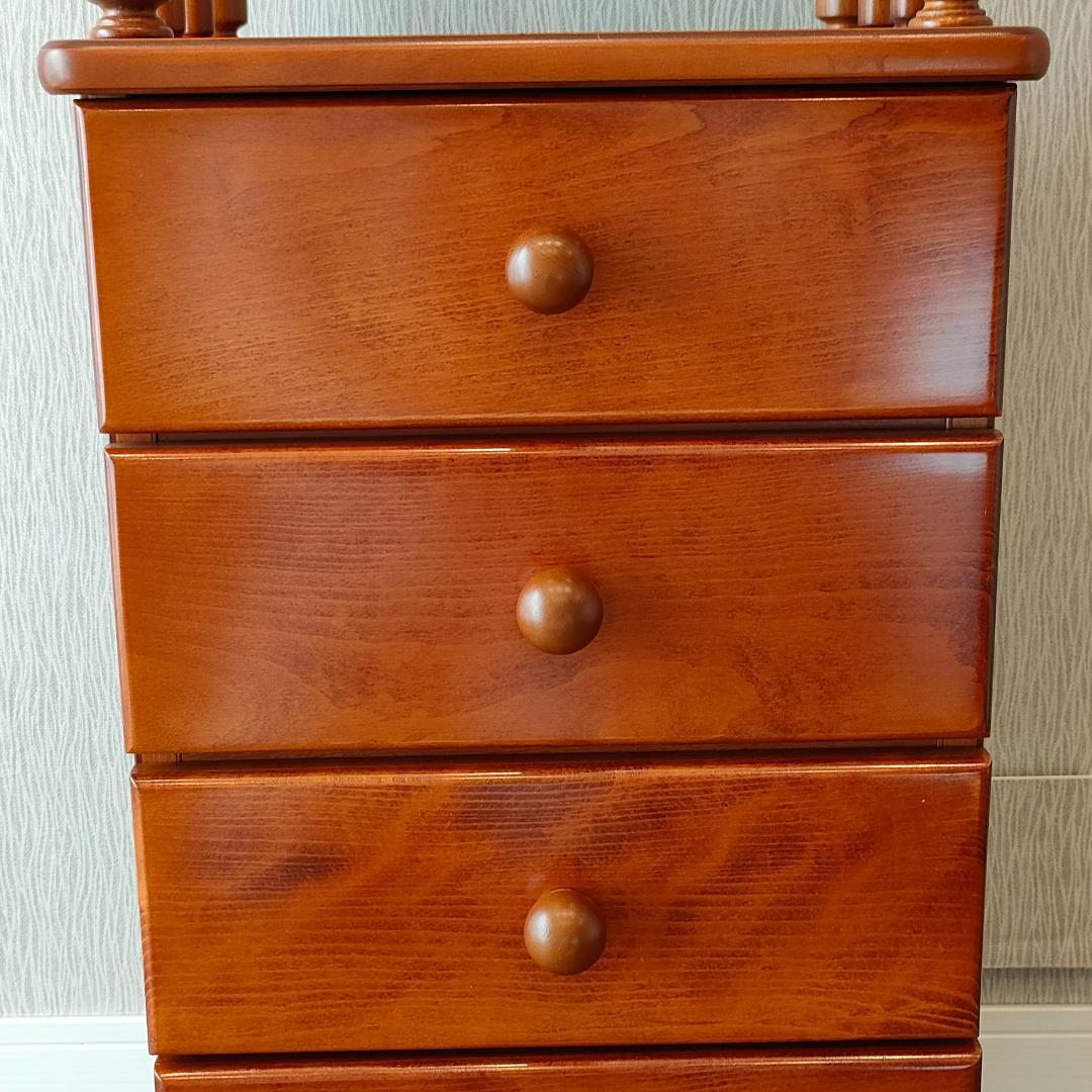 ヴィンテージ　キャビネット　ウッドチェスト　引出し4杯　丸脚