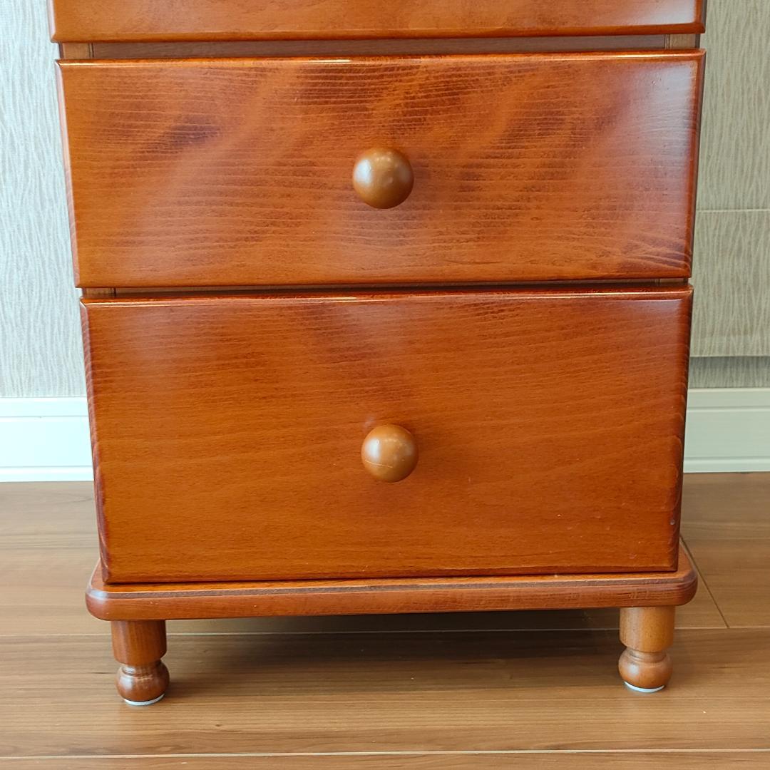 ヴィンテージ　キャビネット　ウッドチェスト　引出し4杯　丸脚