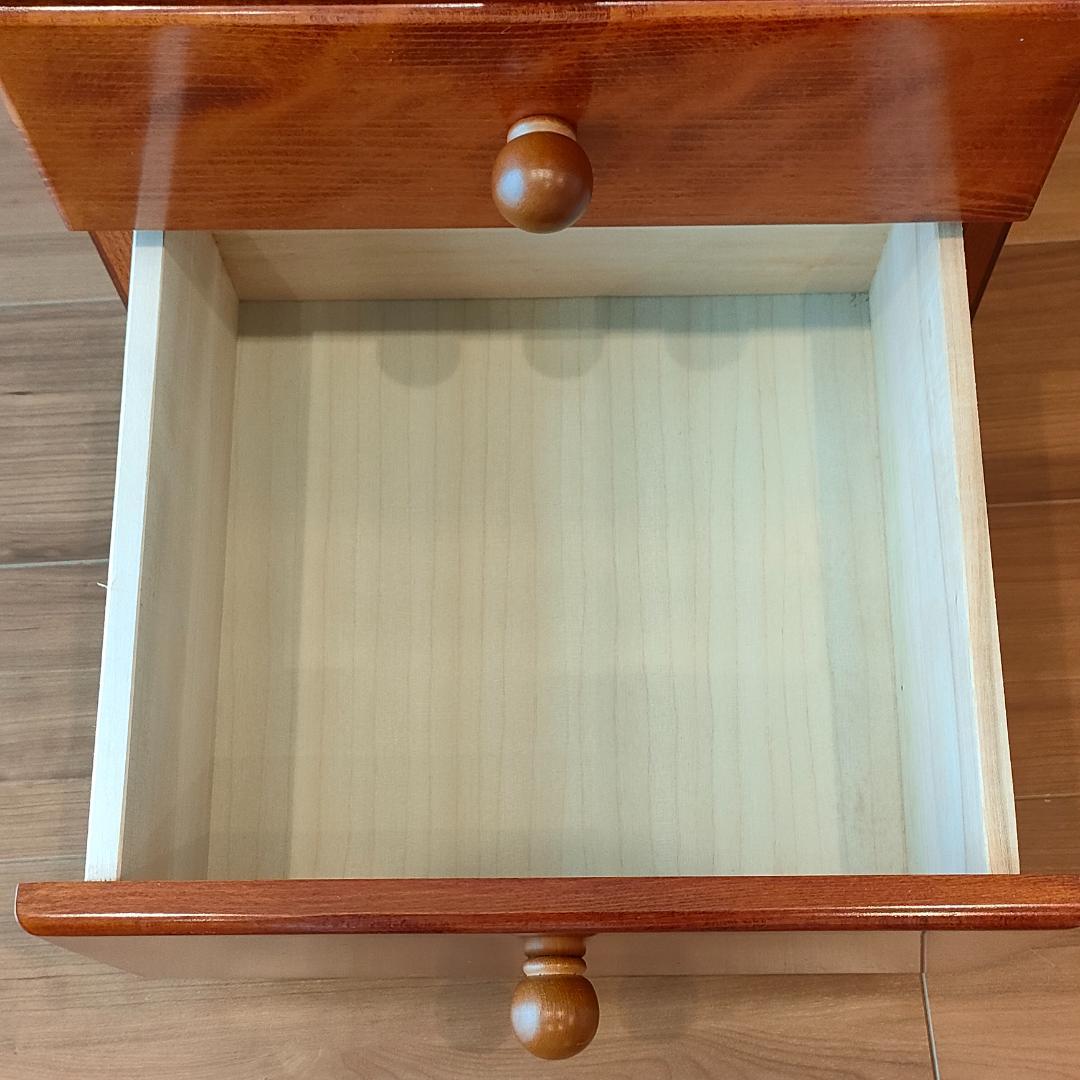 ヴィンテージ　キャビネット　ウッドチェスト　引出し4杯　丸脚