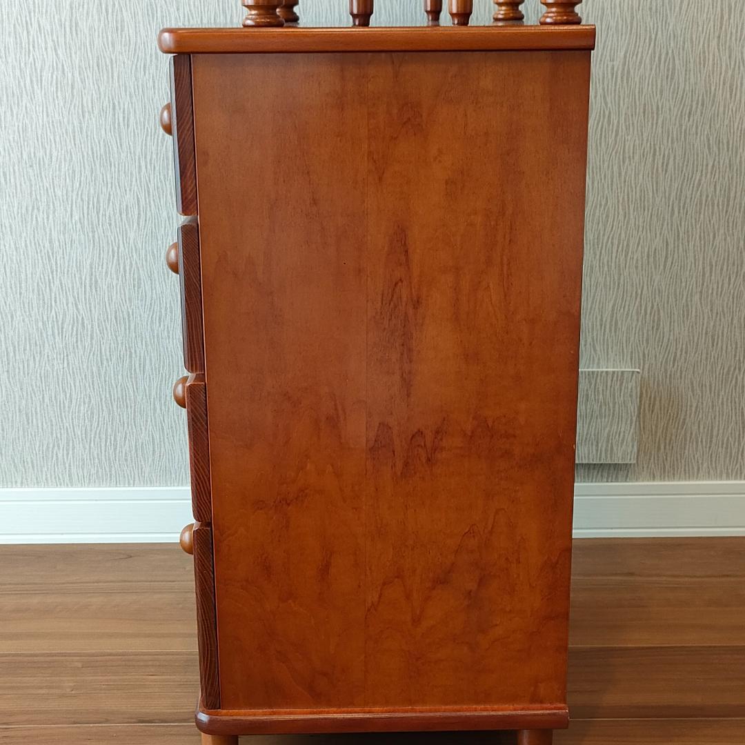 ヴィンテージ　キャビネット　ウッドチェスト　引出し4杯　丸脚