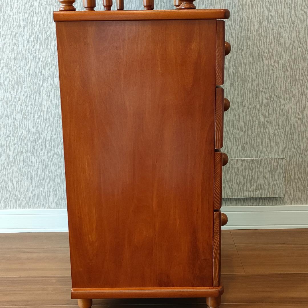 ヴィンテージ　キャビネット　ウッドチェスト　引出し4杯　丸脚