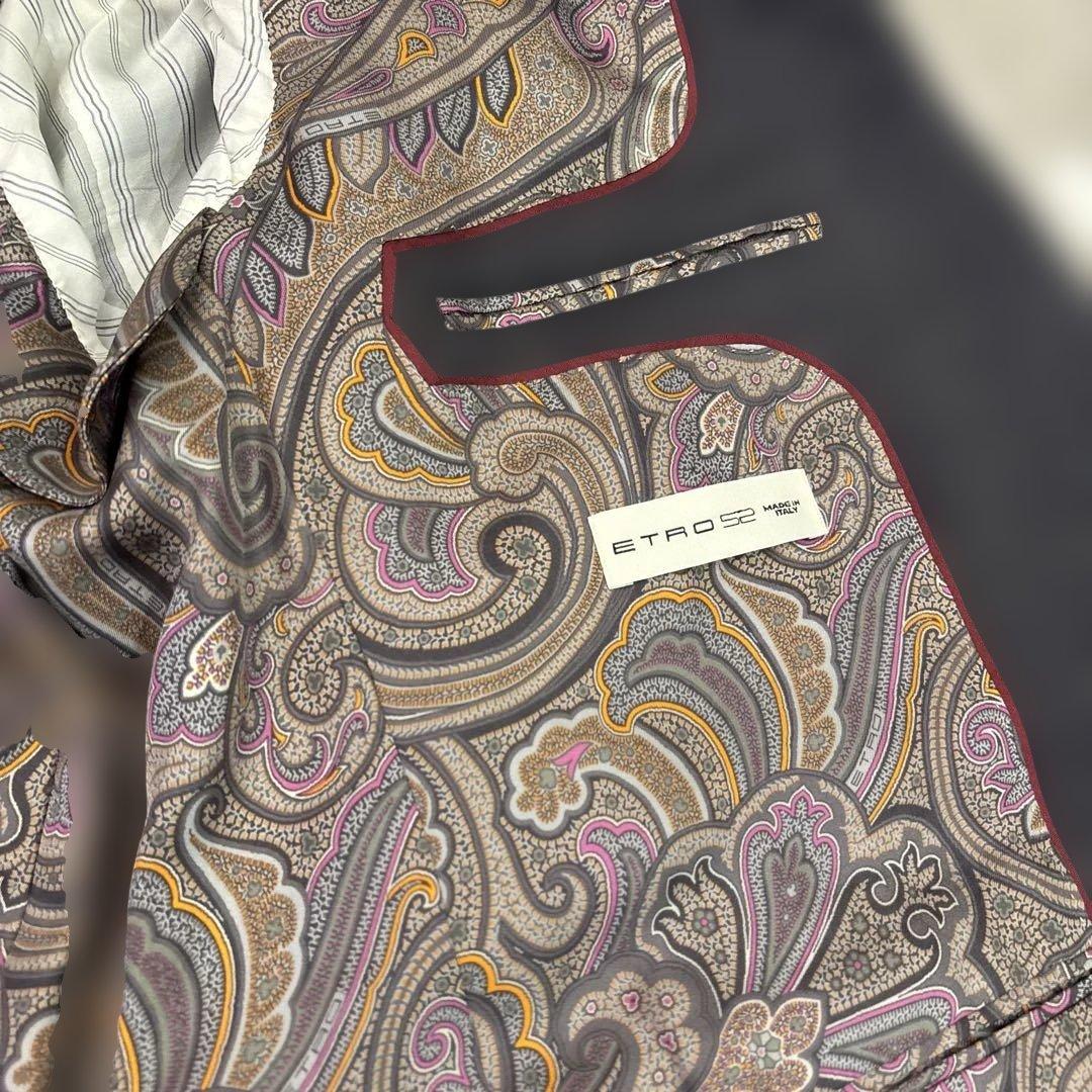 【ETRO 】グレー ビジネススーツ ペイズリー裏地　美品