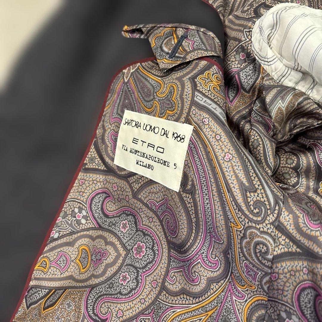 【ETRO 】グレー ビジネススーツ ペイズリー裏地　美品