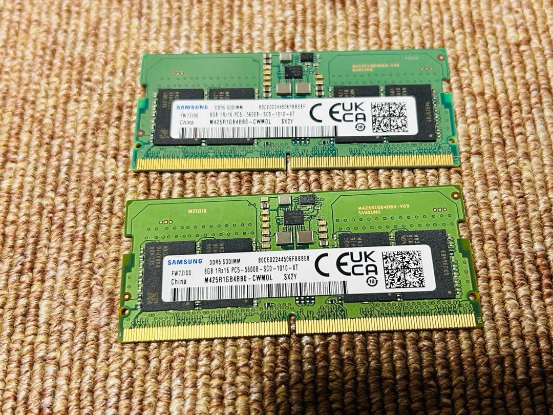 DDR5 5600 16GB SODIMM ノート用 Samsung ベアボーン