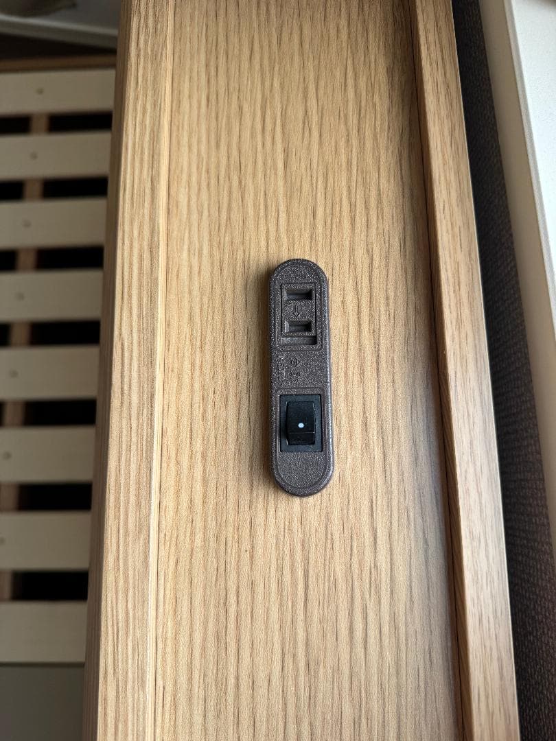 (予約済み)すのこダブルベッドフレーム(KG 宮・照明付き 深型 LBR