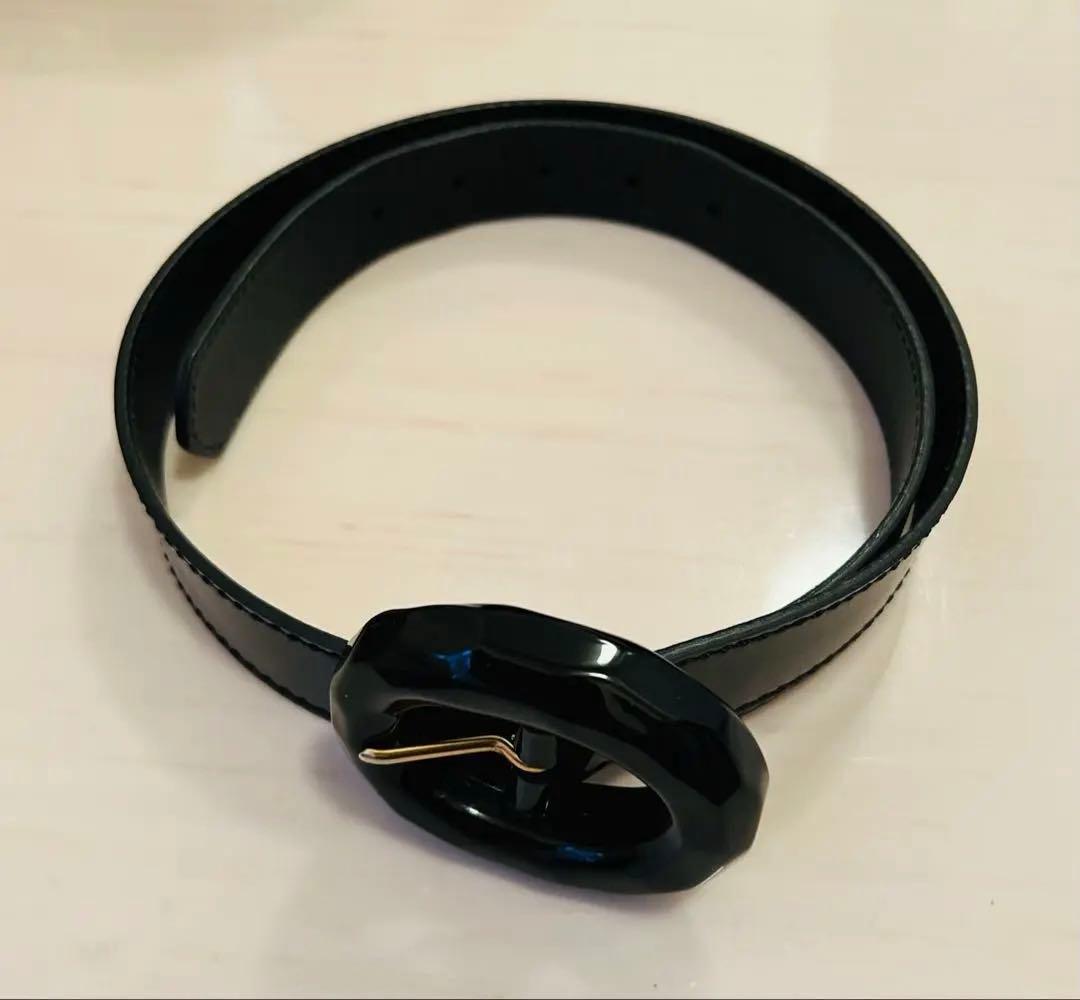 FENDIベルト　黒　パテント　フェンディベルト　85サイズ