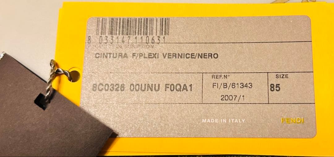 FENDIベルト　黒　パテント　フェンディベルト　85サイズ