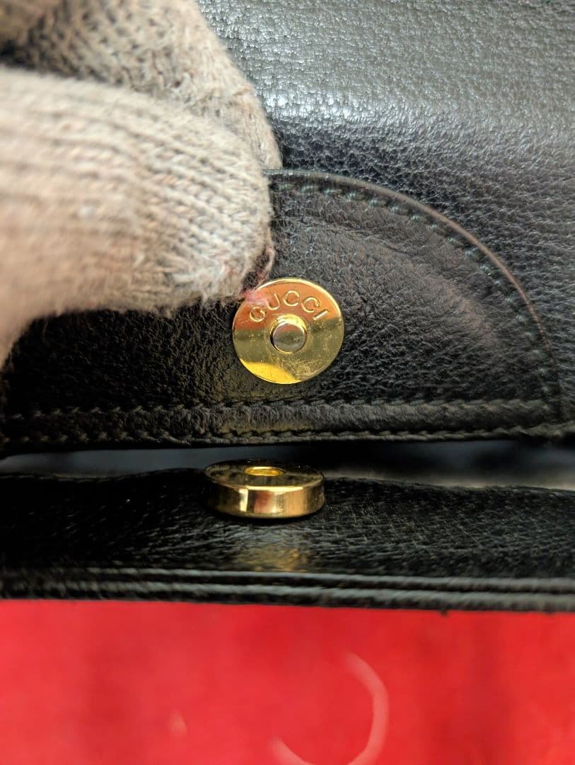 美品 極希少！Gucci バンブー レザーハンドバッグ トートバッグ ブラック