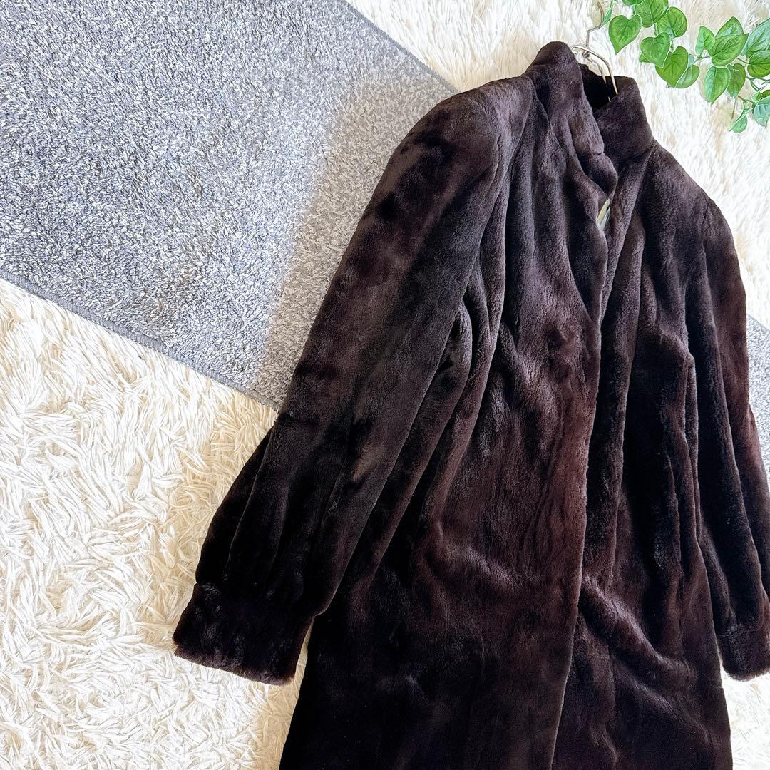 オールド　ジバンシー　サガミンク　シェアード　ロングファーコート　毛皮　ブラウン