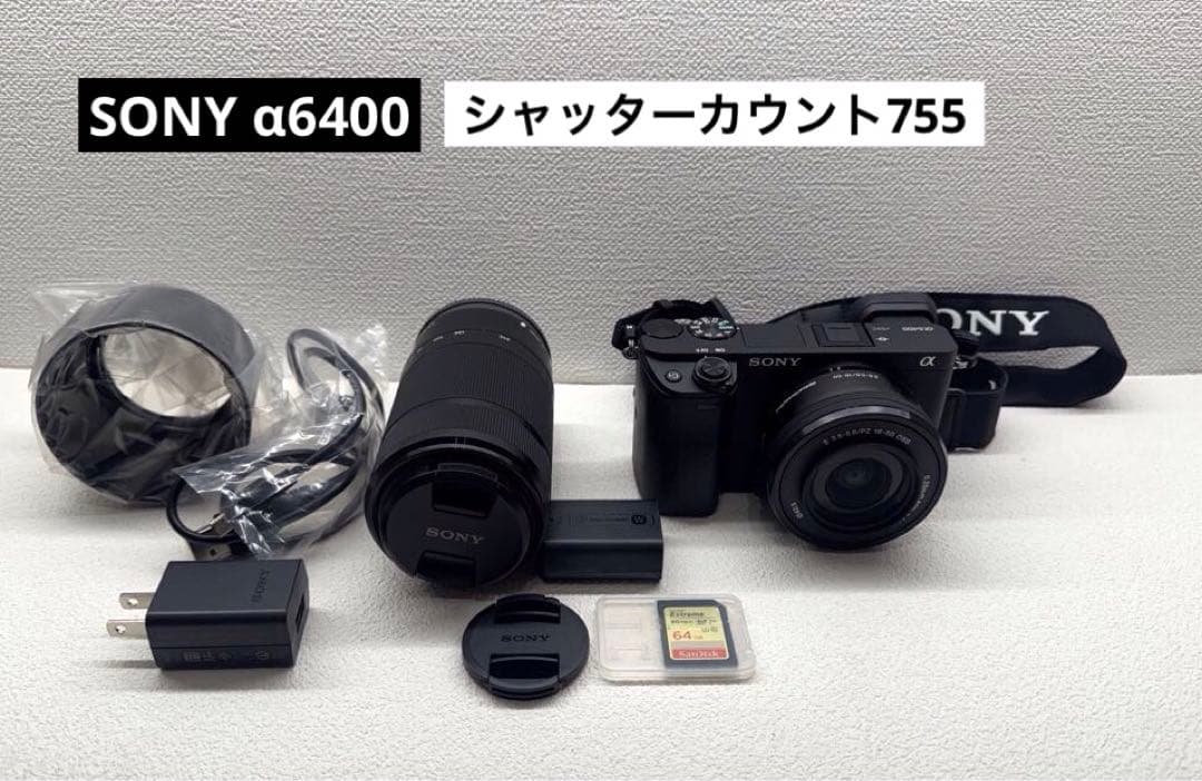 【美品】シャッター755 SONY α6400 ダブルズームレンズキット