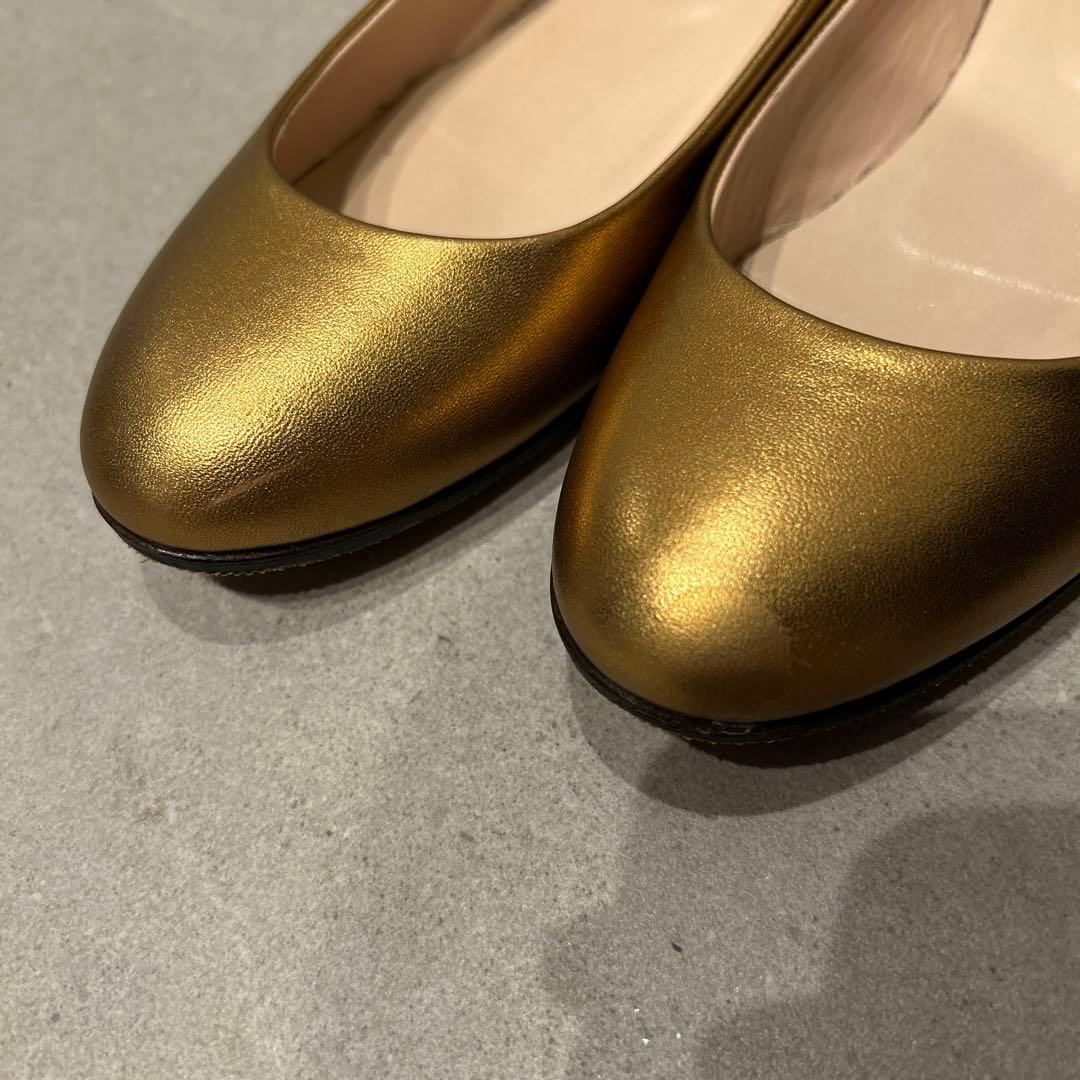 ※ベリーベリー※Sergio Rossi ゴールド フラットシューズ　36