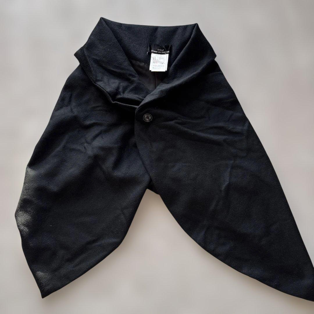 ビンテージ【カシミヤ100%】トリココムデギャルソン　変形ポンチョ　黒　丸襟