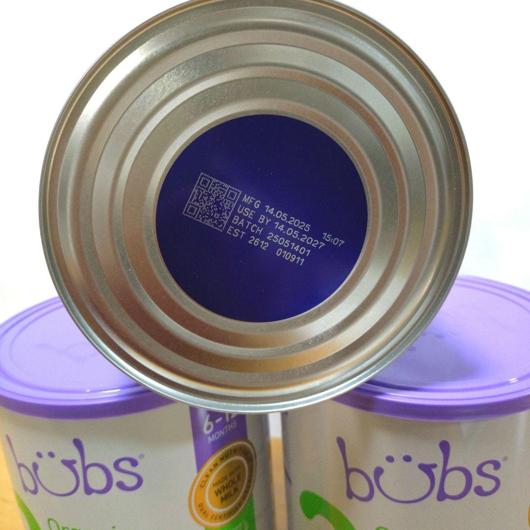 バブズBubsオーガニック 牛 粉ミルク3缶 ステップ2（6～12カ月）