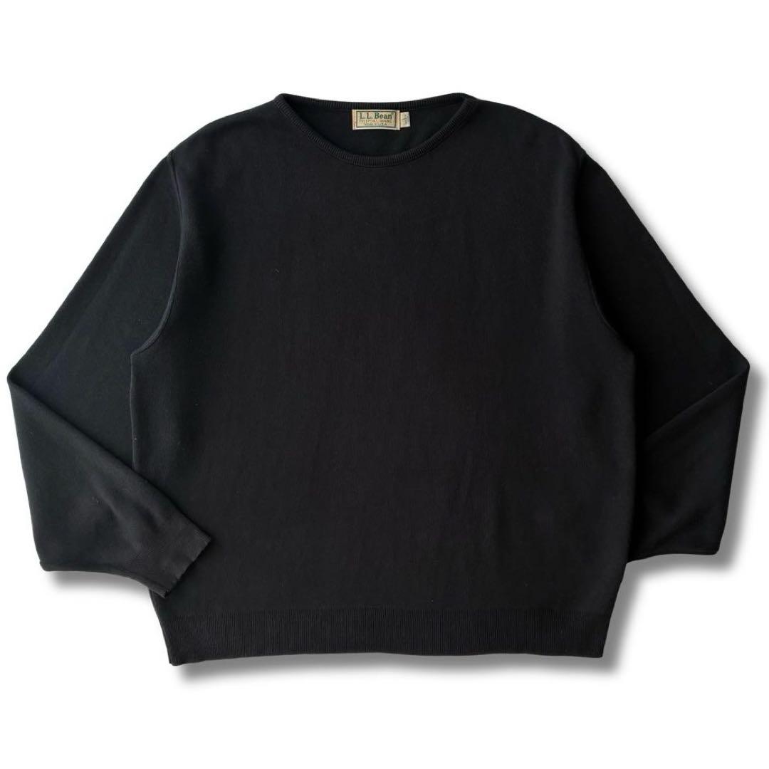 80s USA製 L.L.BEAN ブラック 黒 ハイゲージ コットン セーター
