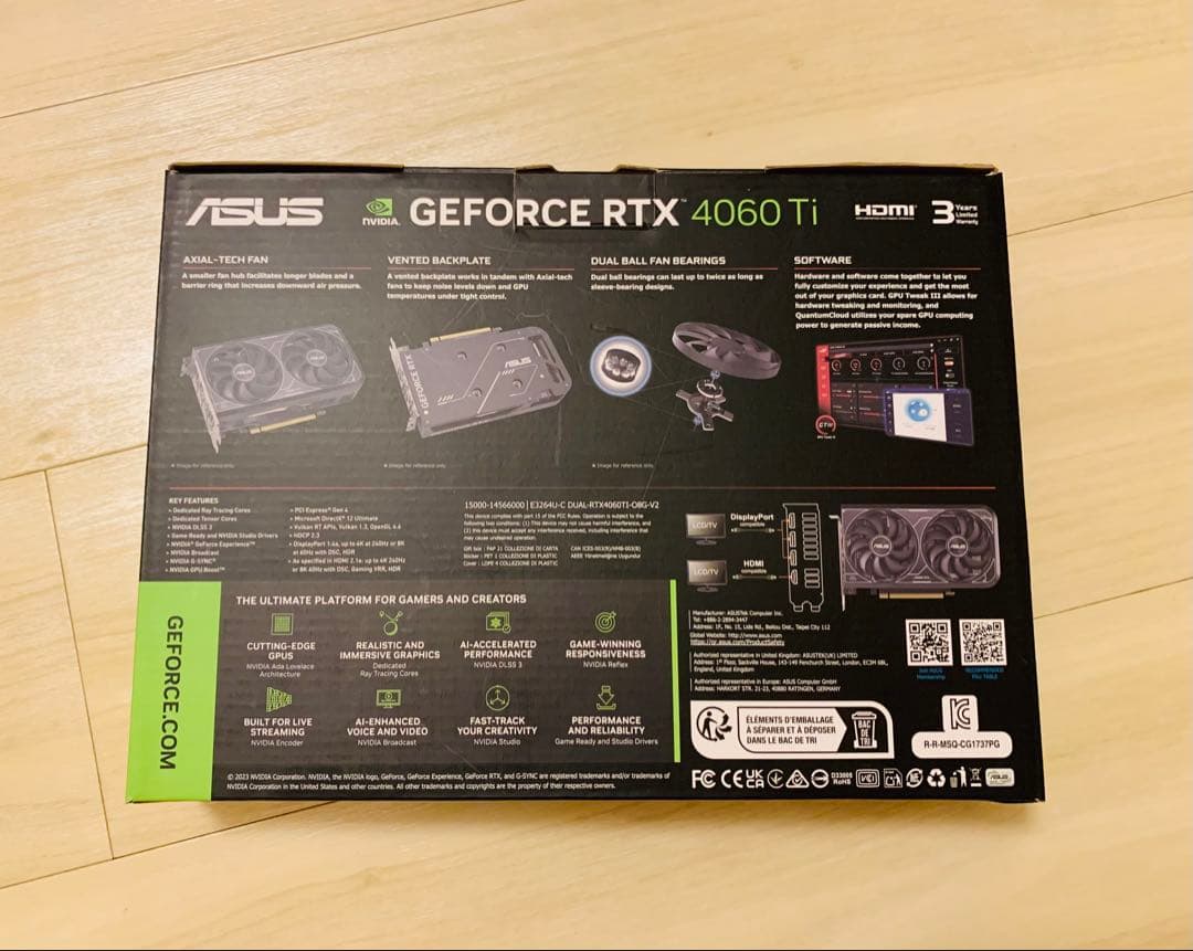 グラフィックボード・グラボ・ビデオカード ASUS DUAL-RTX4060TI-O8G