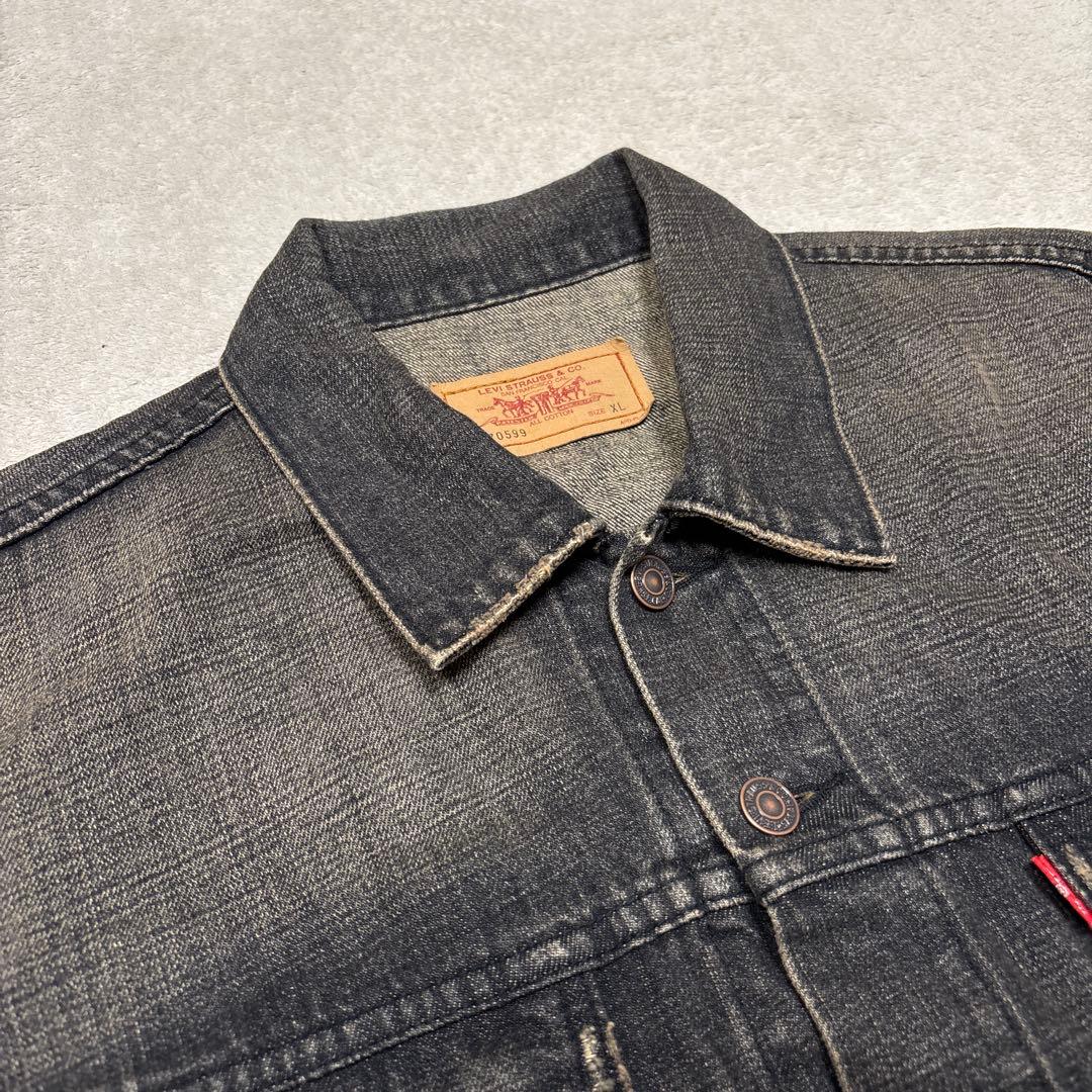 00s美品✨XL リーバイス 70599 先染めブラック デニムジャケット