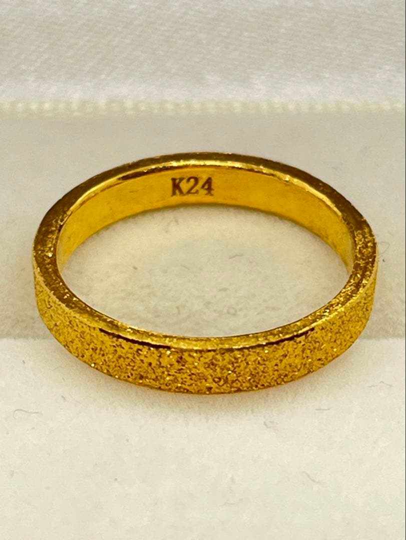 K24 純金 平打ちグロスリング 3.88g指輪 リング 刻印あり ハンドメイド