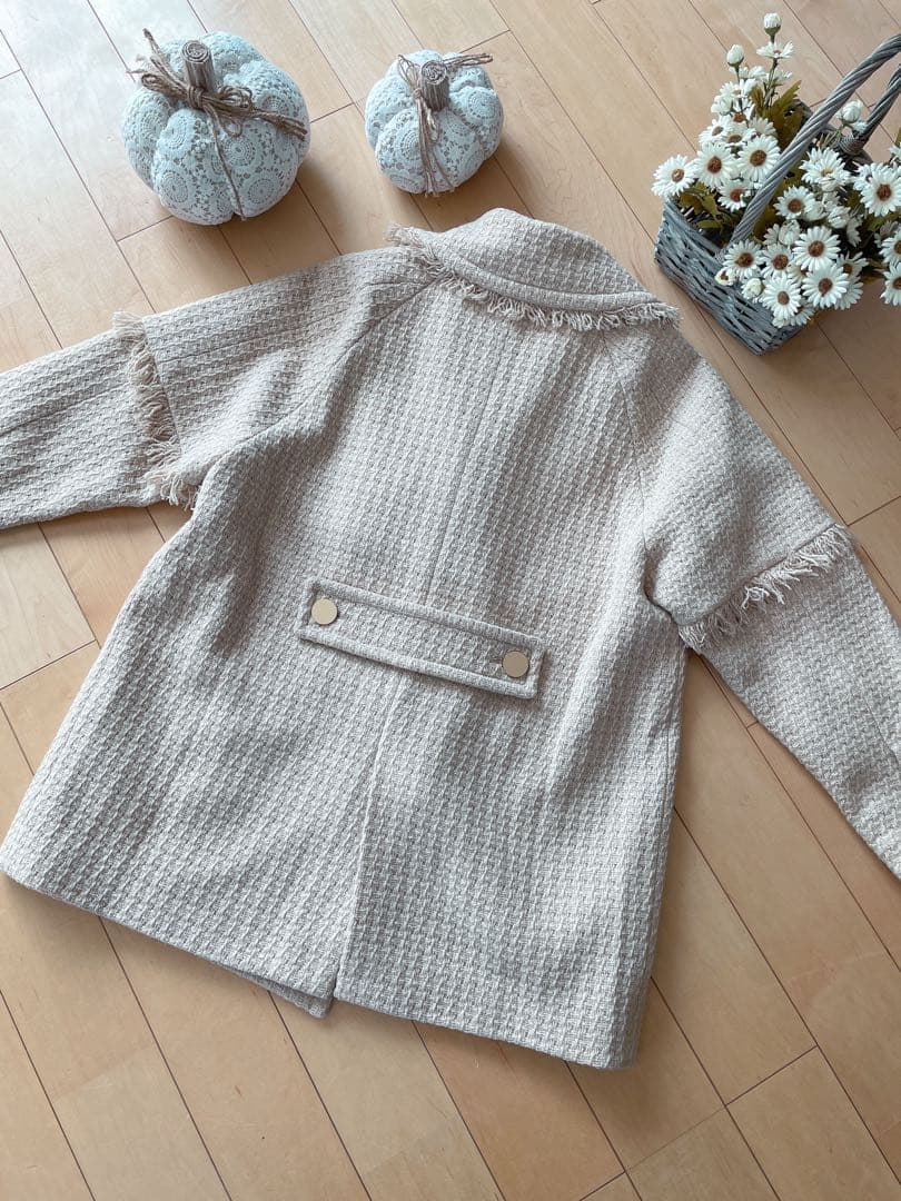 ◆ グレースコンチネンタル　ロービングフリンジコート ベージュ