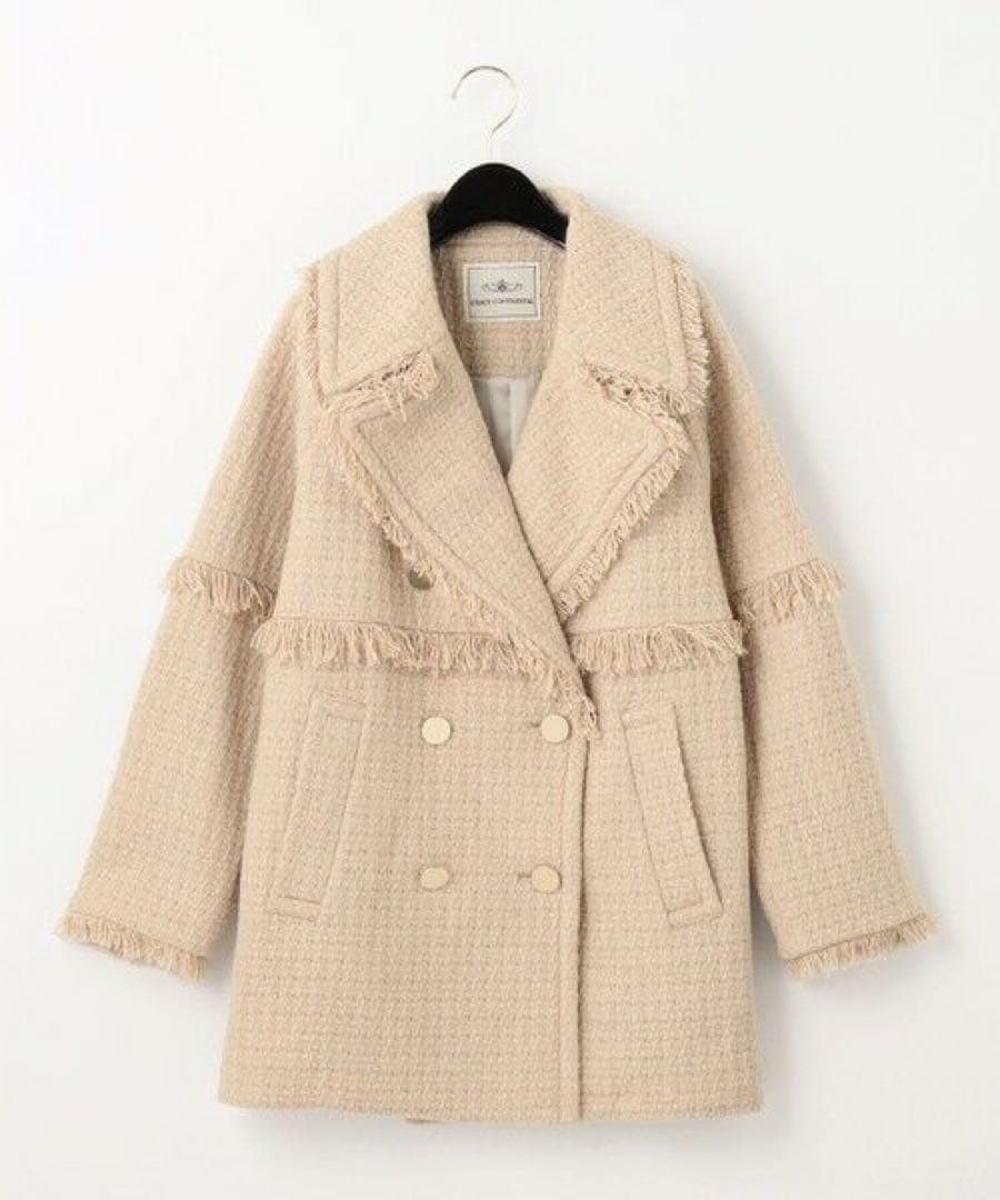 ◆ グレースコンチネンタル　ロービングフリンジコート ベージュ
