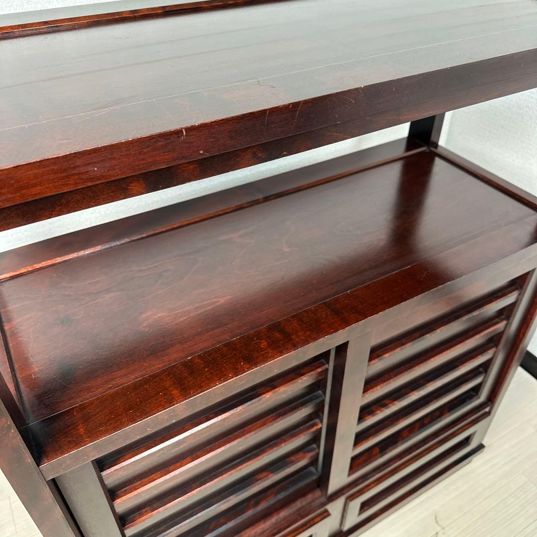 北海道民芸家具 茶棚 茶箪笥 飾り棚 樺 無垢材 管理No.i4※