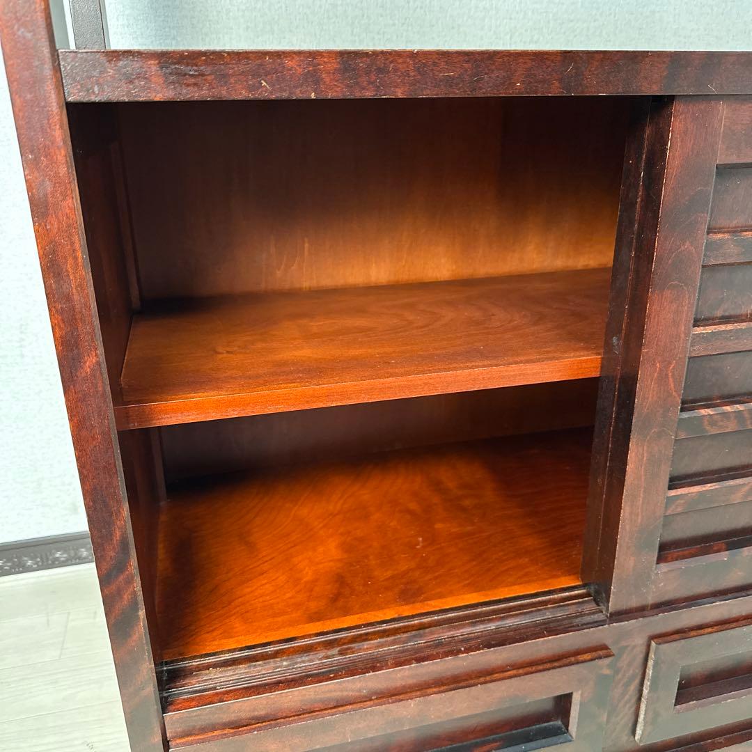 北海道民芸家具 茶棚 茶箪笥 飾り棚 樺 無垢材 管理No.i4※