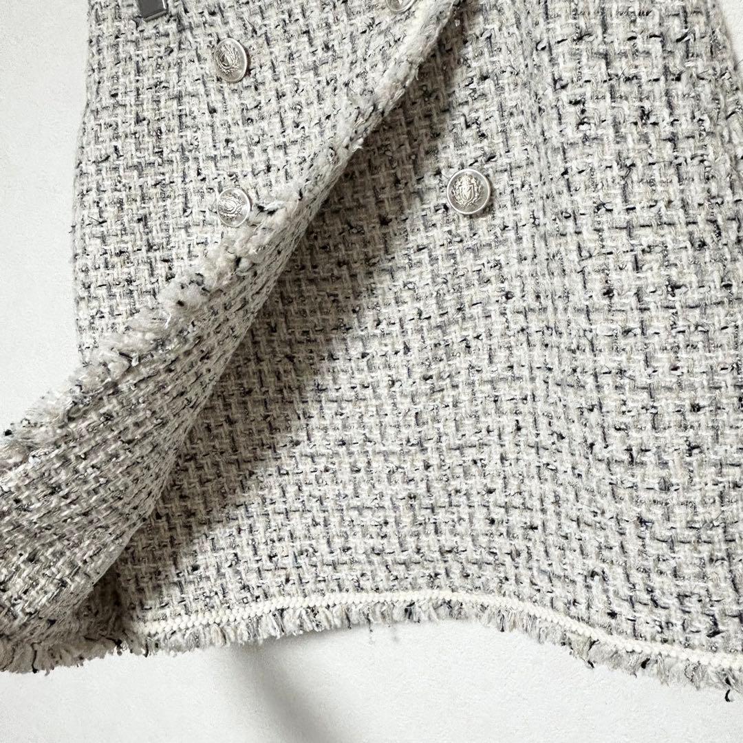 タグ付きPinky&dianne ミックスツイードミニスカート ホワイト系 38