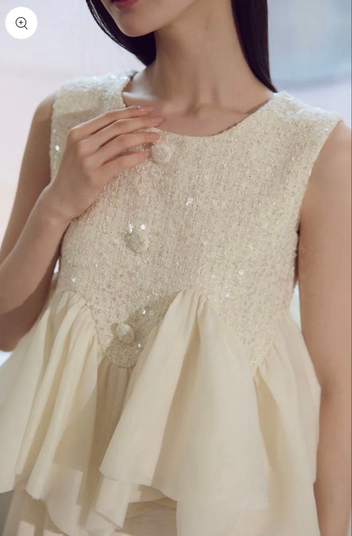 poláura スパークル ツイード ペプラムトップス