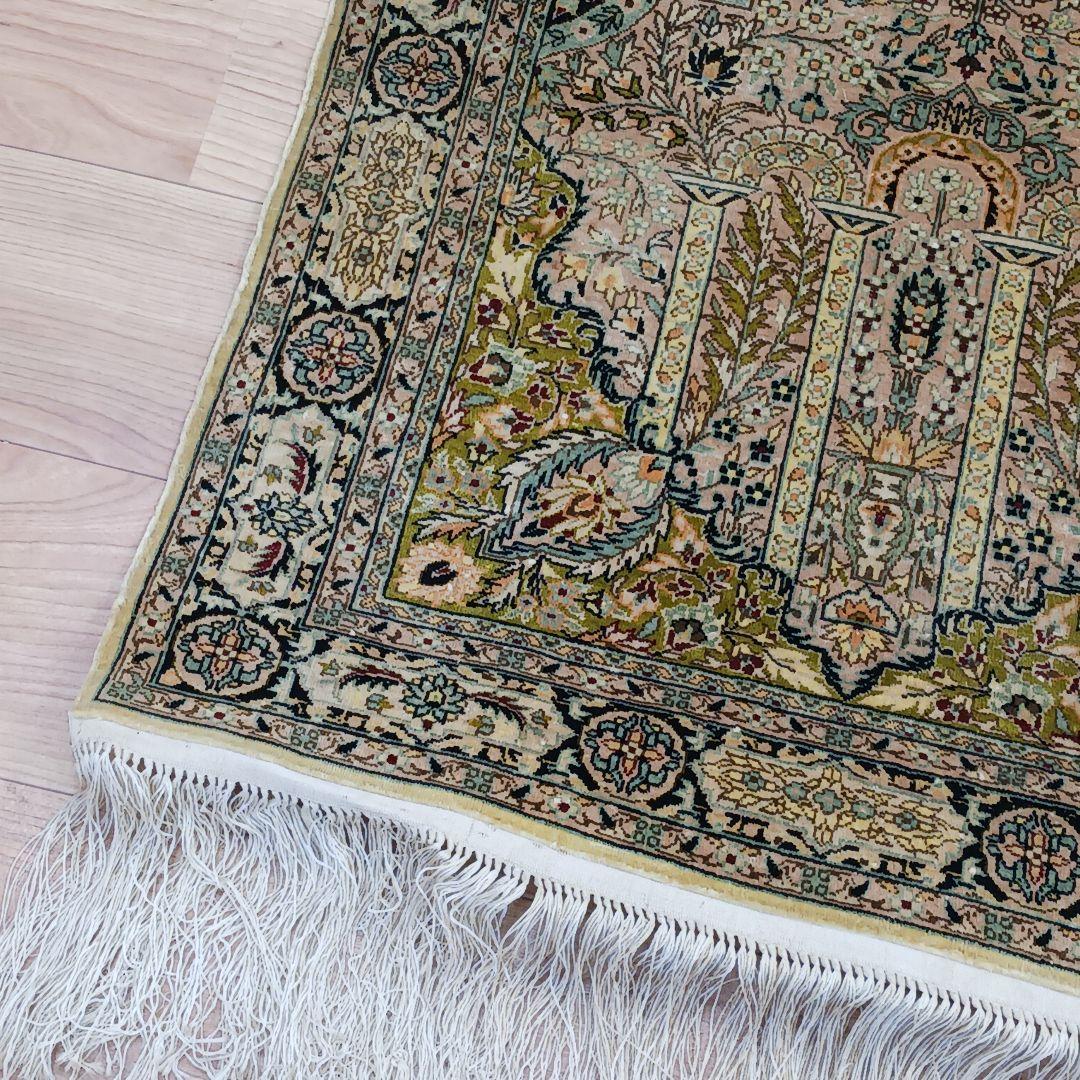 専用Y2811 シルク100% 細密手織り100万ノット ペルシャ絨毯