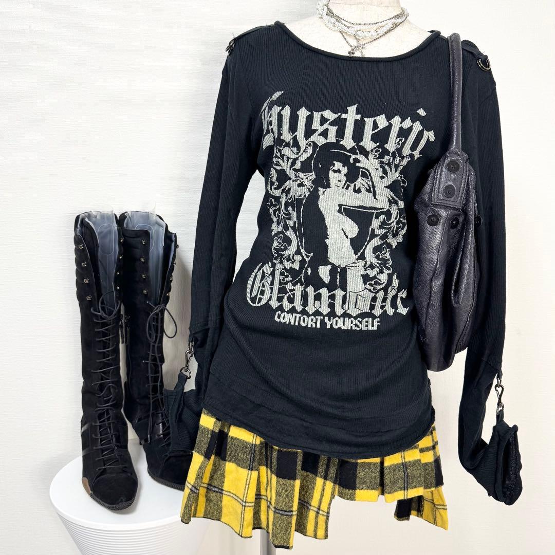y2k❤️00s HYSTERIC GLAMOUR ヒスガール 袖ギミック ロンT