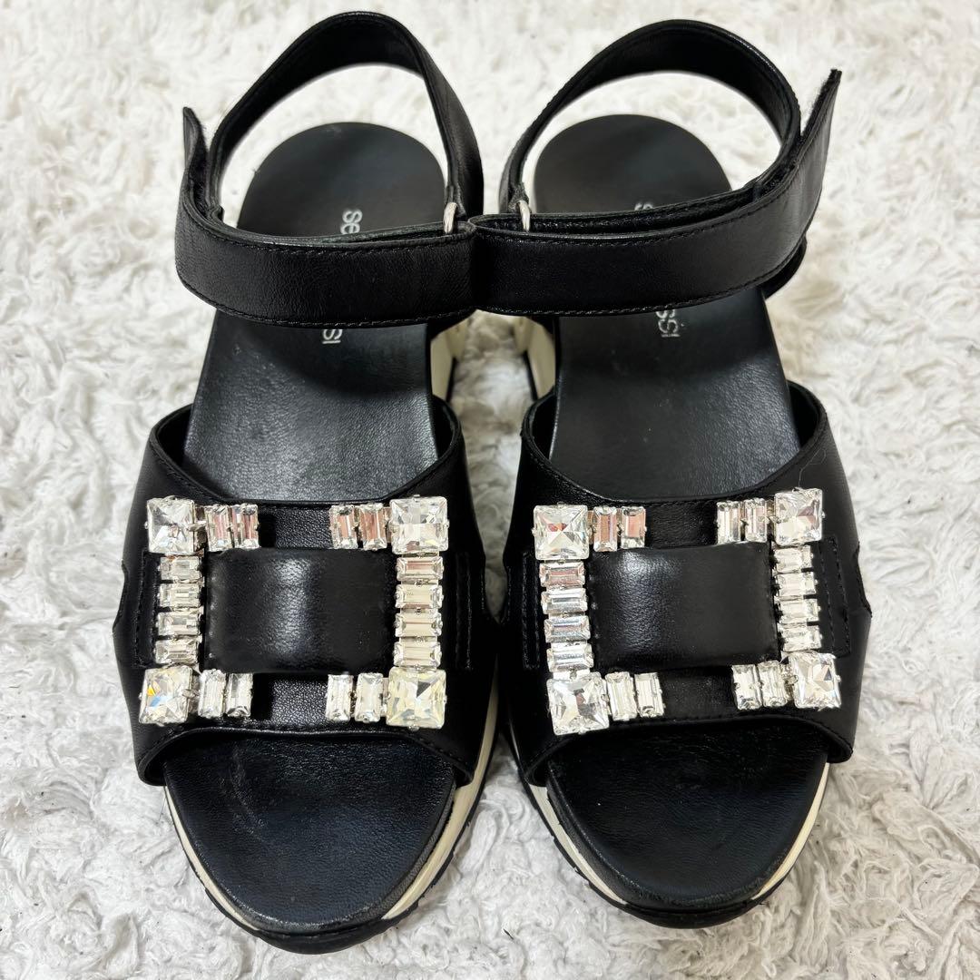 セルジオロッシ TWENTY ビジュー バックル サンダル ストラップ ブラック