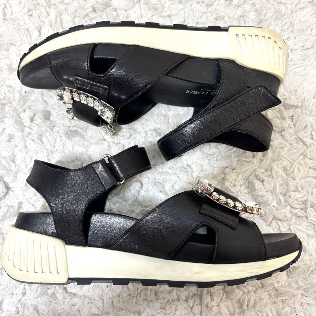 セルジオロッシ TWENTY ビジュー バックル サンダル ストラップ ブラック