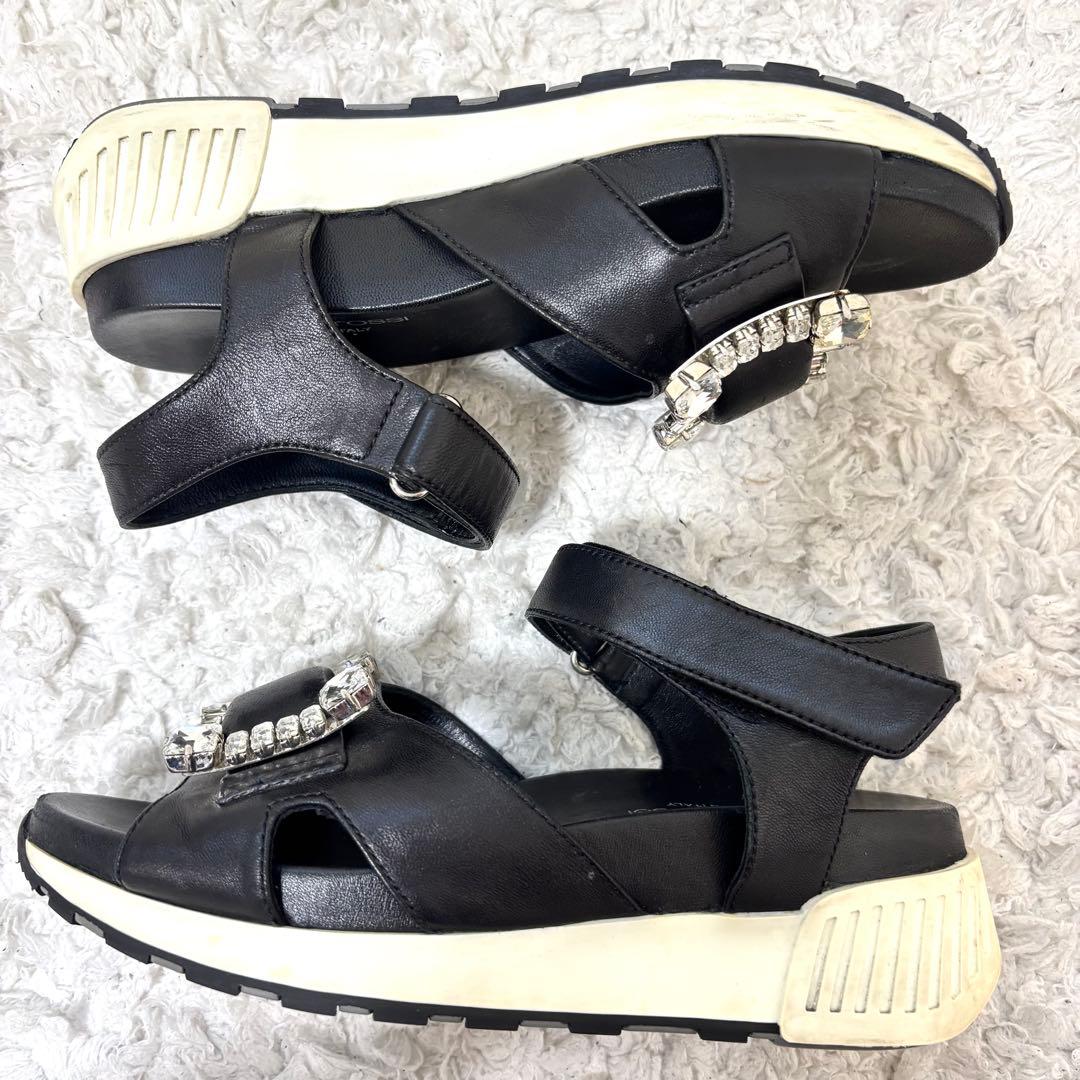 セルジオロッシ TWENTY ビジュー バックル サンダル ストラップ ブラック