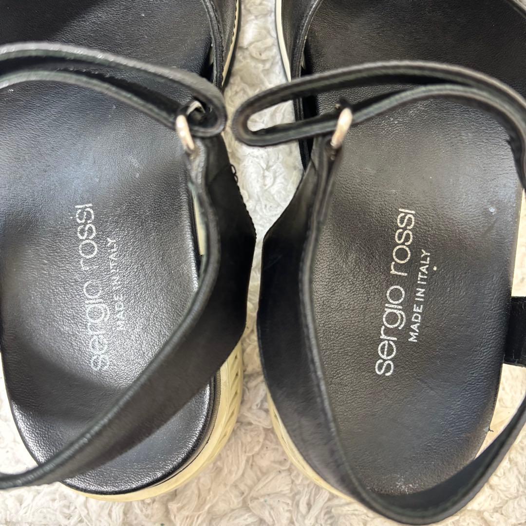 セルジオロッシ TWENTY ビジュー バックル サンダル ストラップ ブラック