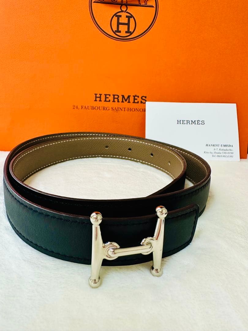 HERMES ベルトバックル <モールH） &レザーベルト（キ ット） 24