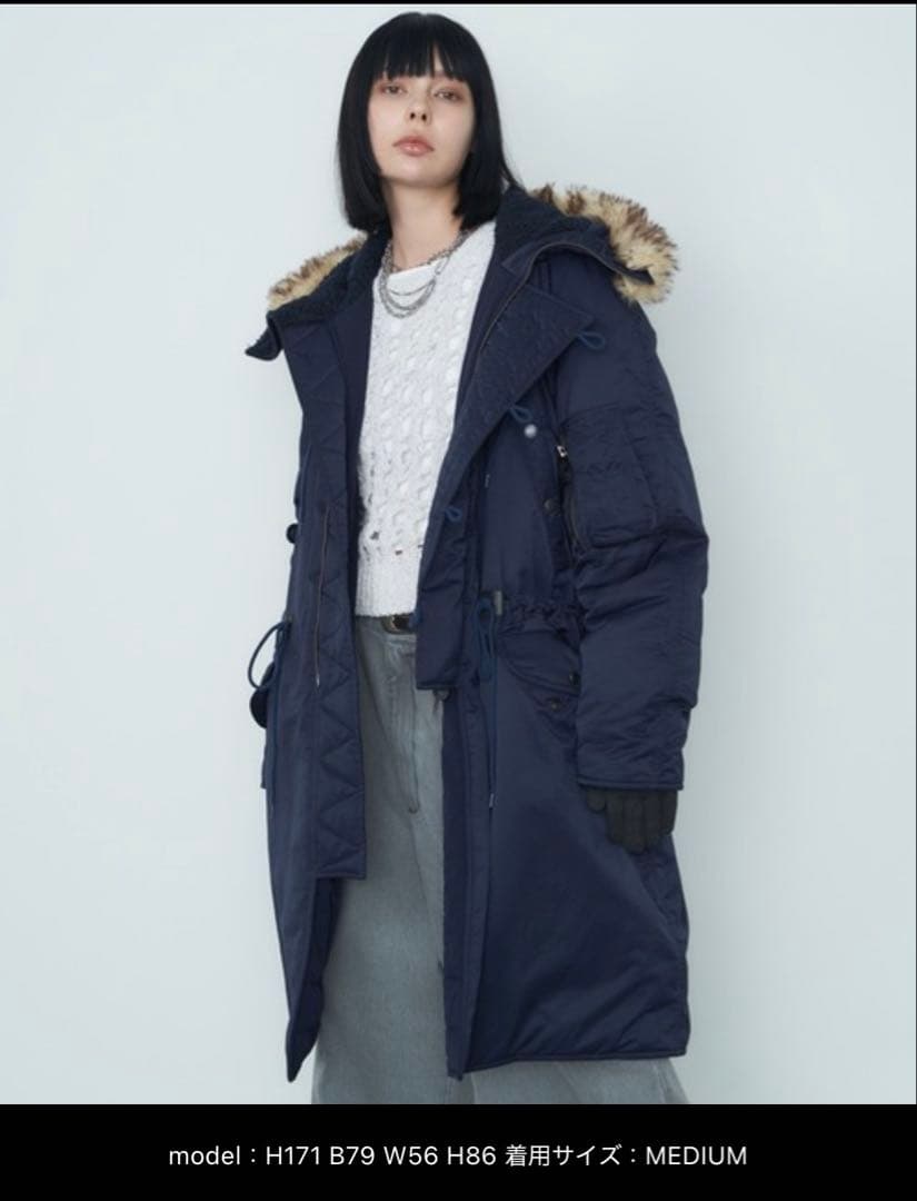 AIVER　N-3フライトコート　M　ネイビー モッズコート