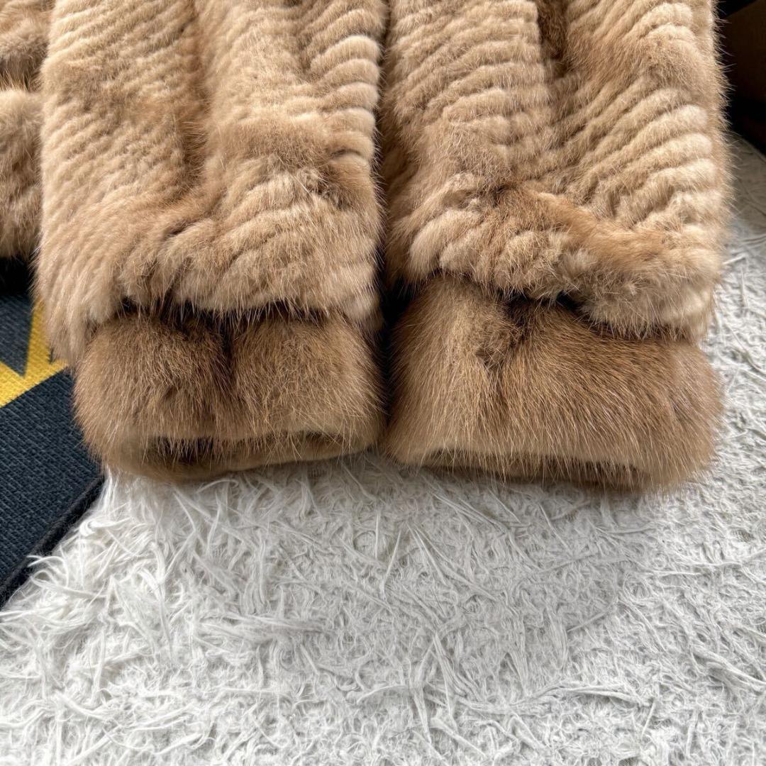 総丈88㎝ パステルミンク ファーコート リアルファー 本毛皮 XL AA071