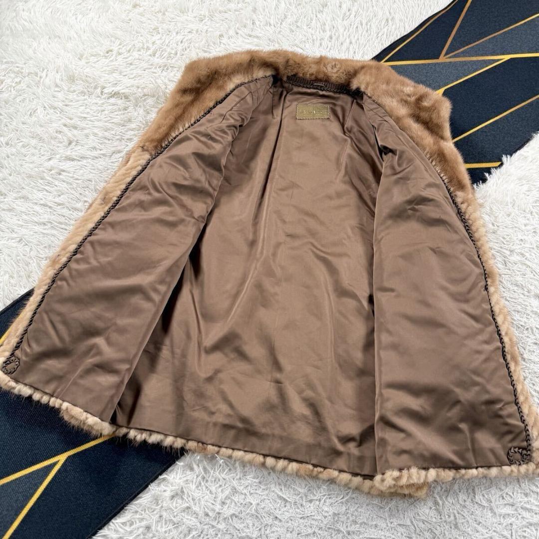 総丈88㎝ パステルミンク ファーコート リアルファー 本毛皮 XL AA071