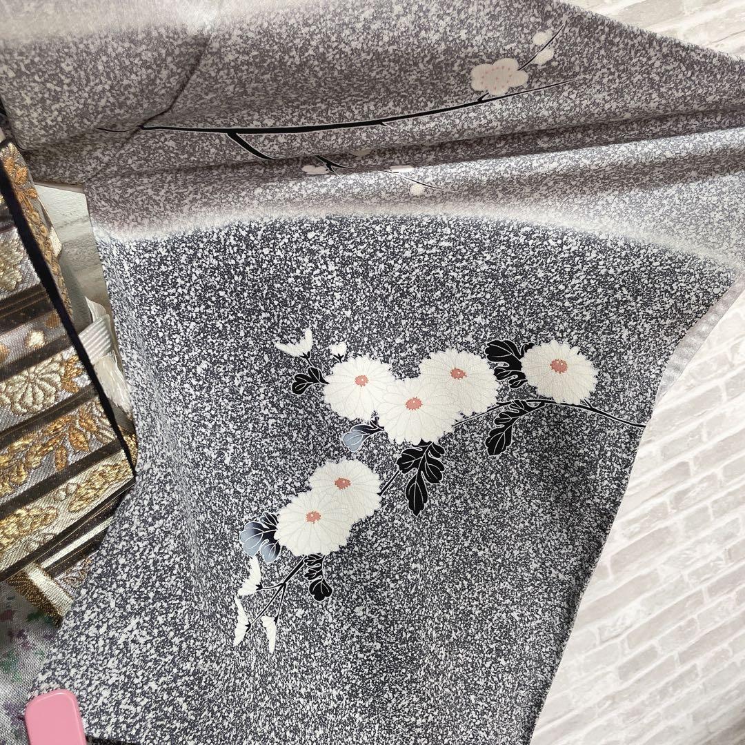 訪問着　フルセット　桜の木　菊　流水　金彩加工　叩き染　入学式　卒業式　I2