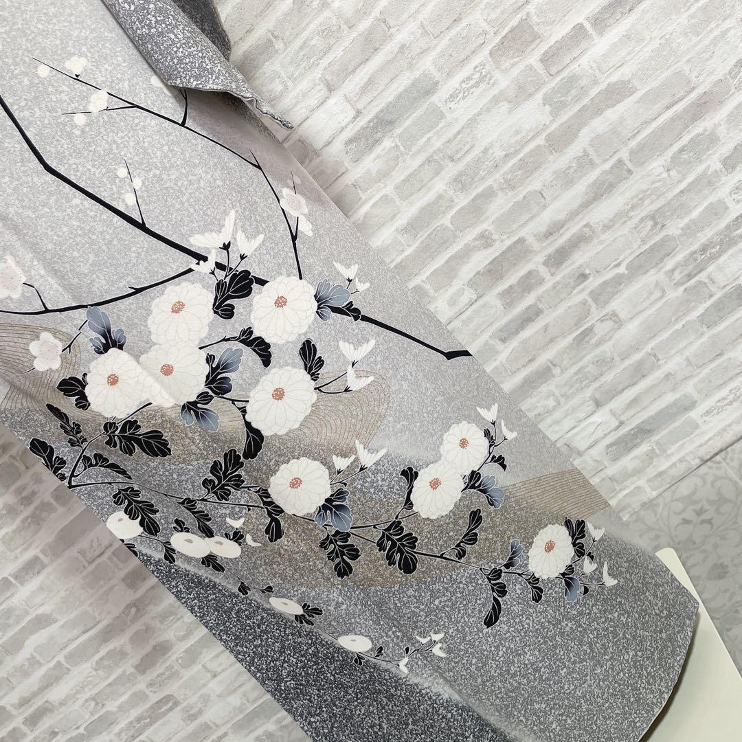 訪問着　フルセット　桜の木　菊　流水　金彩加工　叩き染　入学式　卒業式　I2