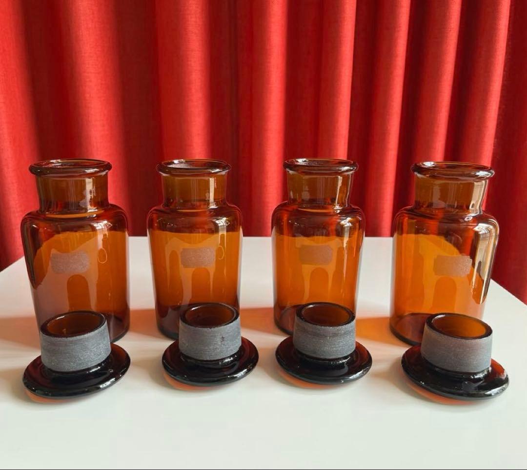 ◆未使用品◆ 昭和レトロ　アンティーク　薬瓶セット　鉄器ブックスタンド