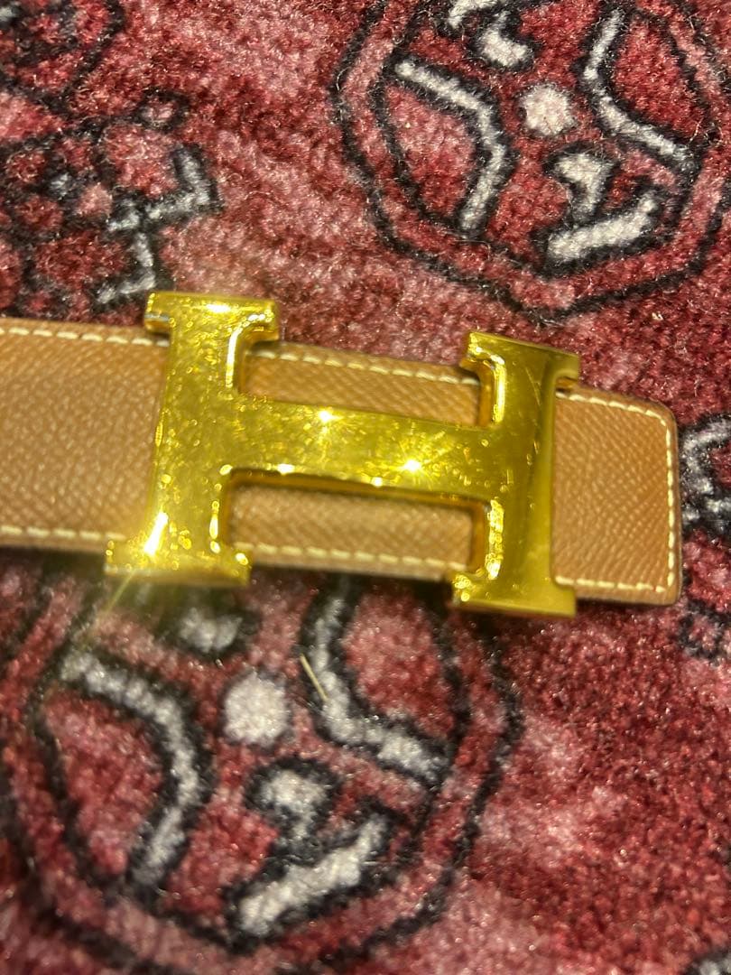 HERMES Hベルト ブラウン レッド