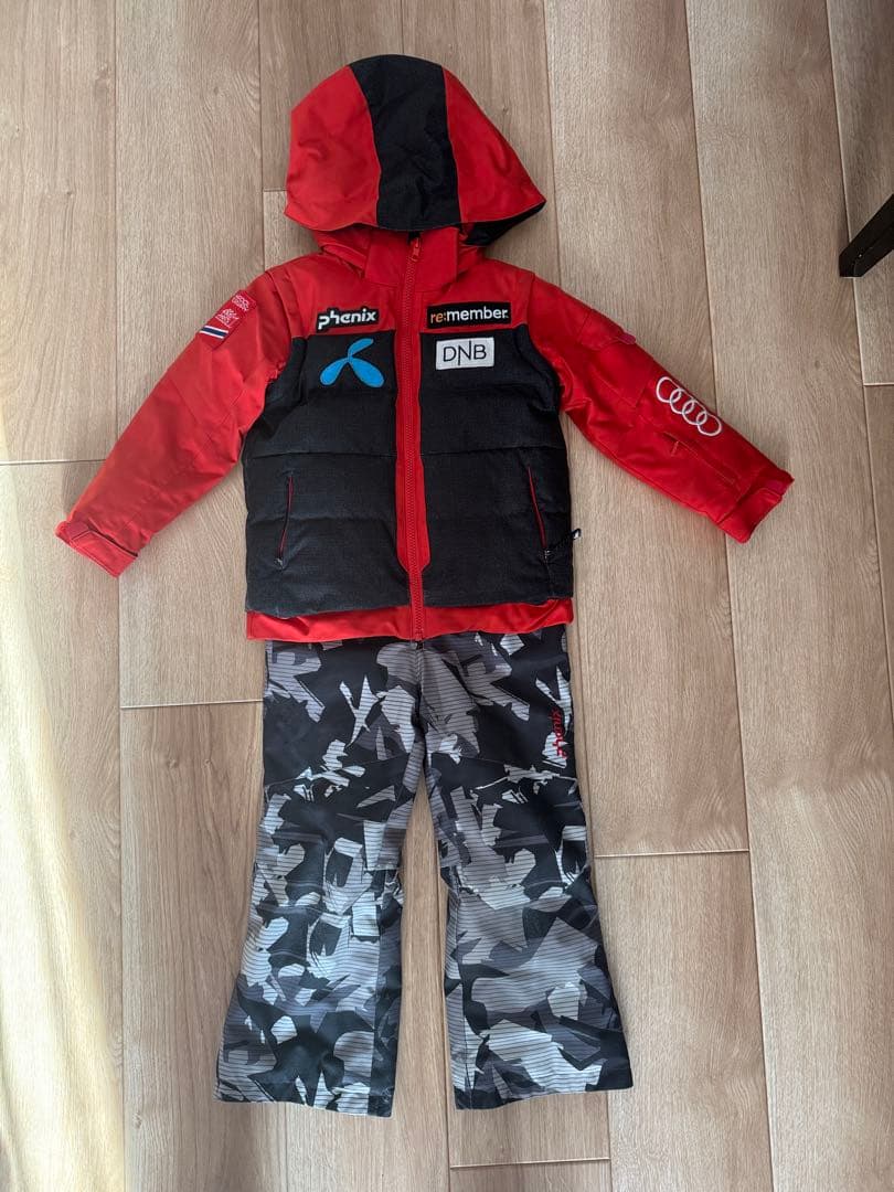 Phenix 子ども用スキーウェア 赤黒迷彩　110cm