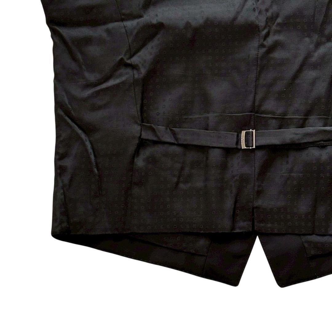 BOSS ヒューゴボス スーツ ベスト ブラック ロゴ ウール メンズ Lサイズ