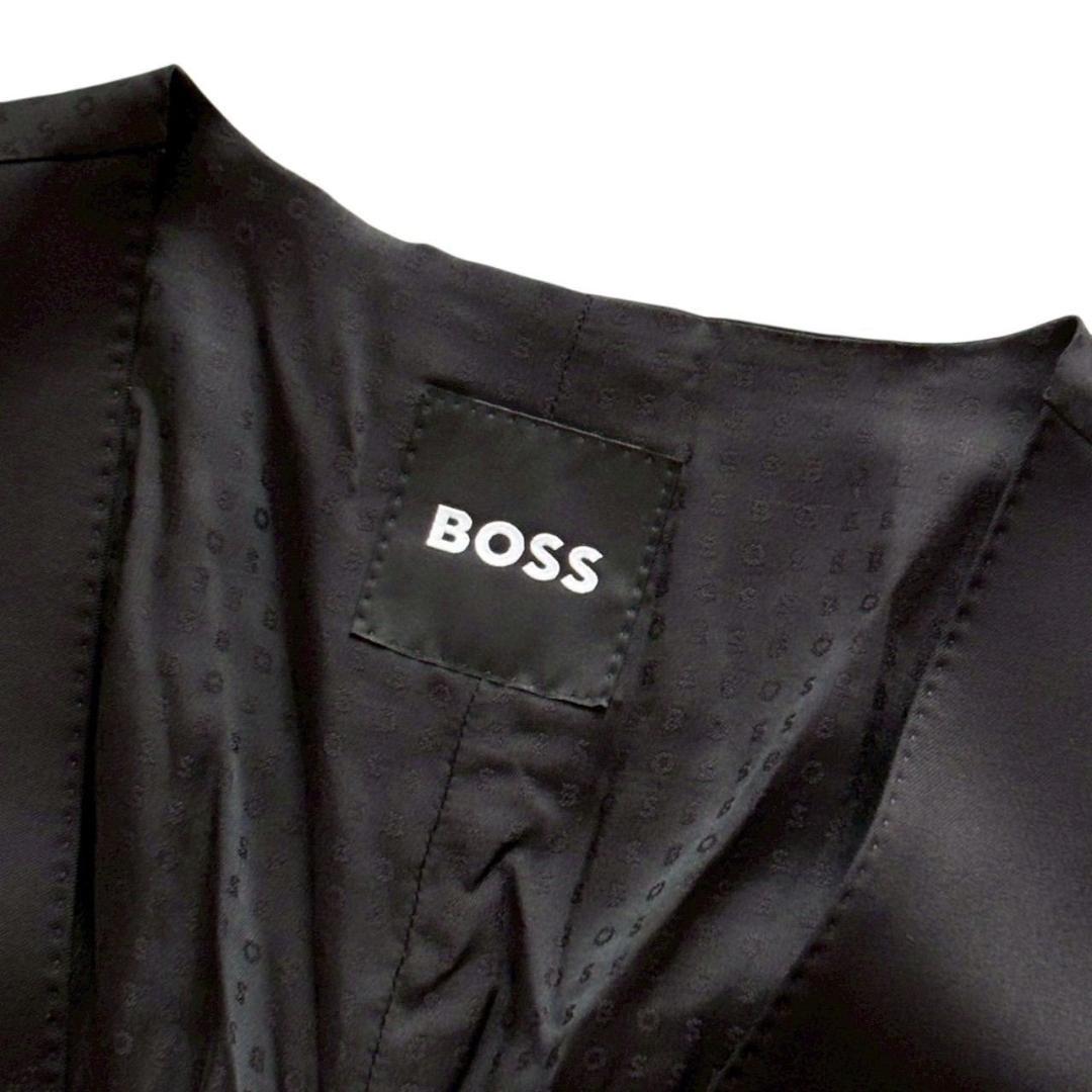 BOSS ヒューゴボス スーツ ベスト ブラック ロゴ ウール メンズ Lサイズ