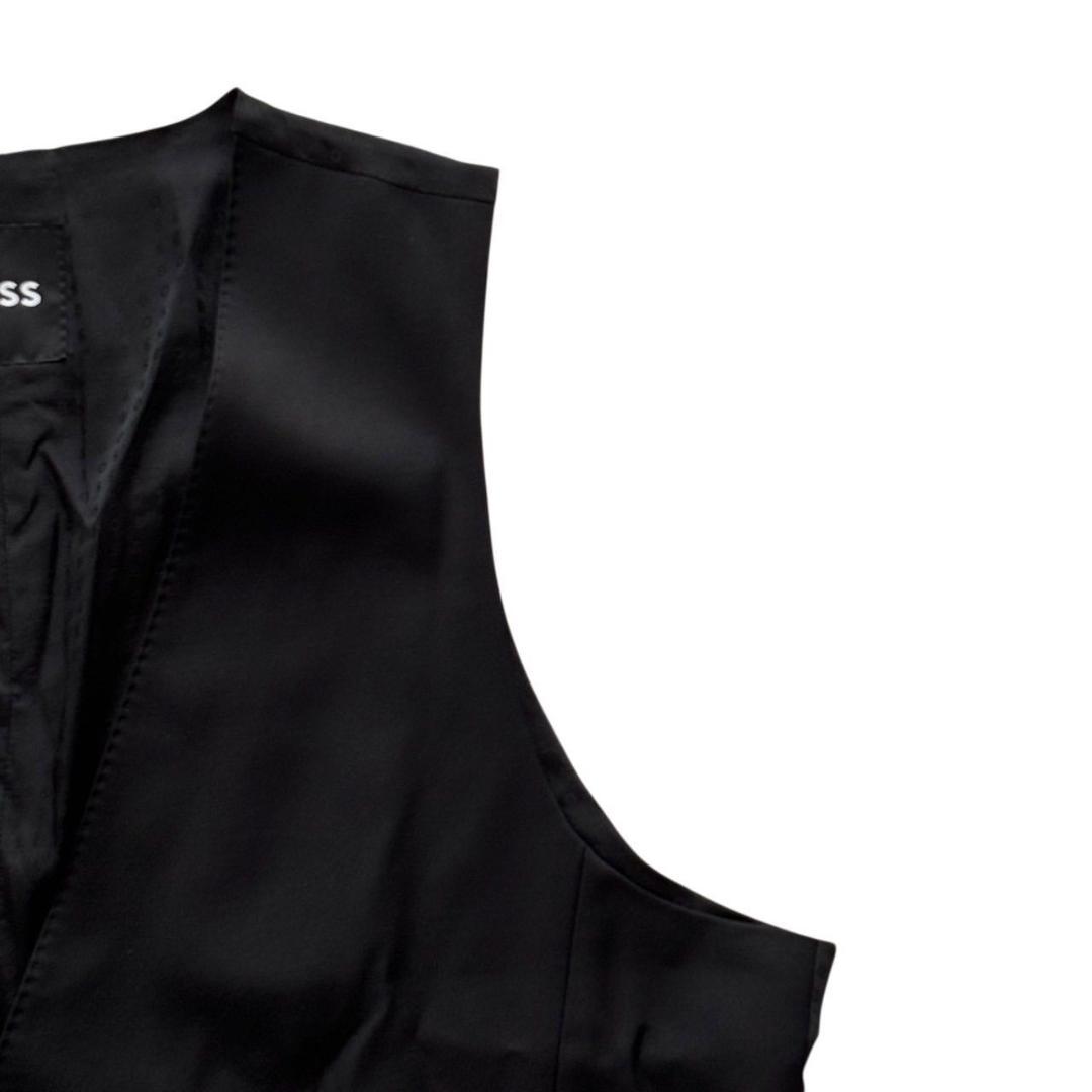 BOSS ヒューゴボス スーツ ベスト ブラック ロゴ ウール メンズ Lサイズ