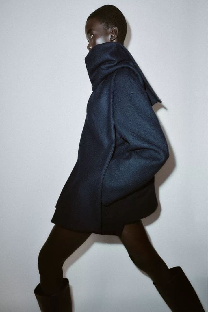 【最終価格】ZARA ウールショートスカーフコート　M 完売品　新品タグ付き