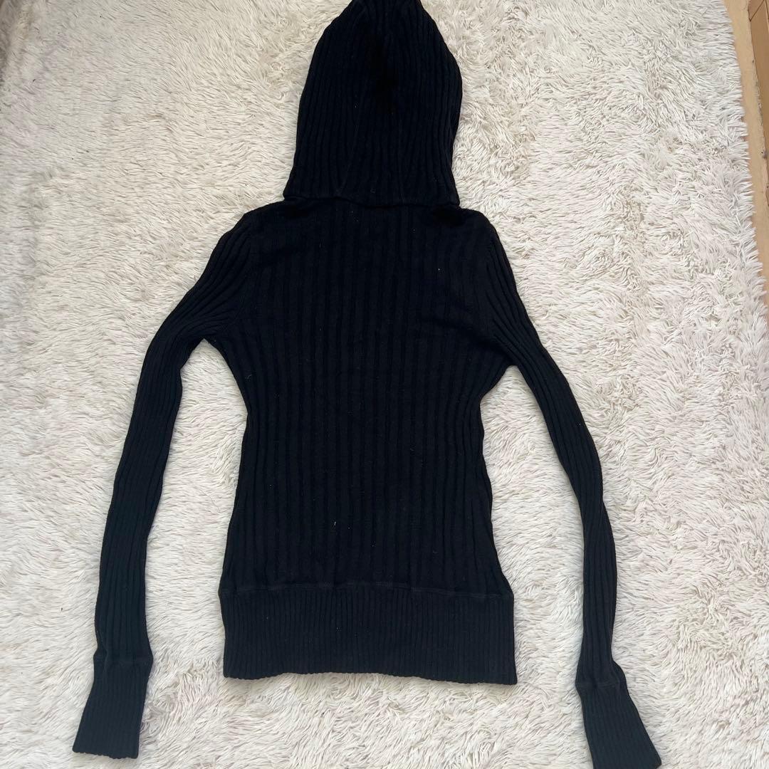 バーバリー ノバチェック リブニットパーカー ダブルジップ ブラック S