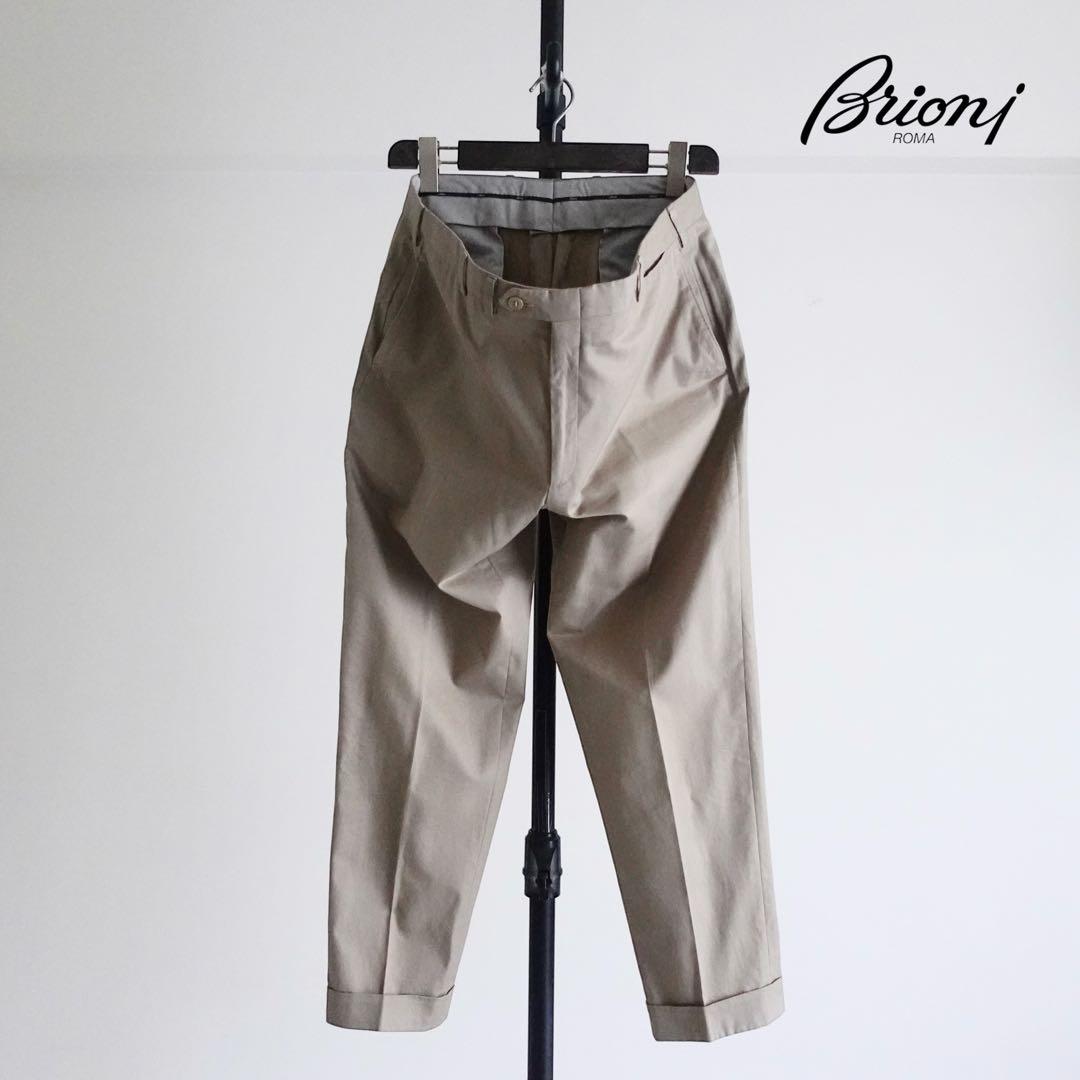 【イタリア製】Brioni コットンギャバジン　カーキ　トラウザーズ